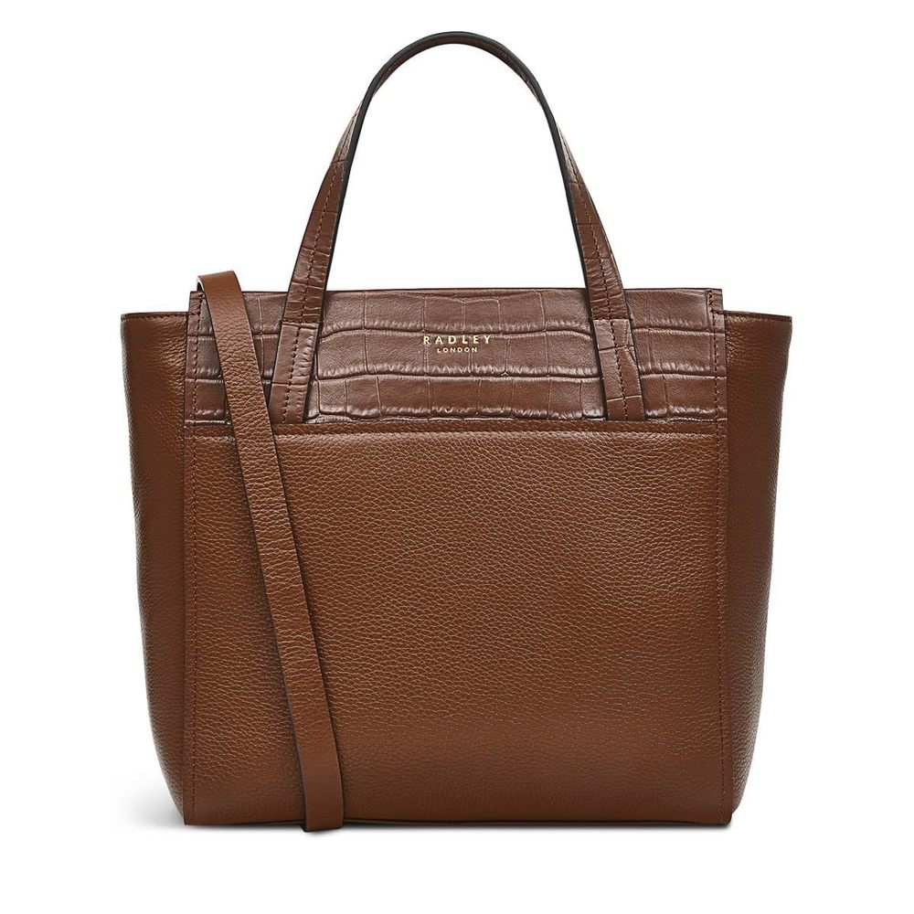 London Downtown Small Leather Ziptop Satchel Bag, Tortoise ^-^